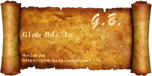 Glab Béla névjegykártya